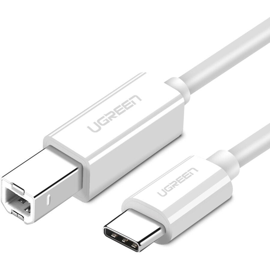 Cablu de date US241, USB-C tata la USB-B 2.0 tata, 480Mbps, 1m, Alb