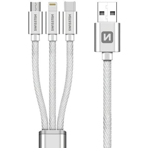 Cablu Date/Incarcare Textil 3in1 mFi 1.2 m Silver