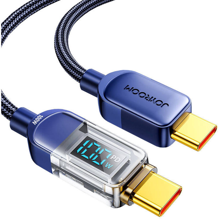 Cablu de date S-CC100A4, USB-C la USB-C, PD 100W, 480Mbps, 1.2 m, Albastru