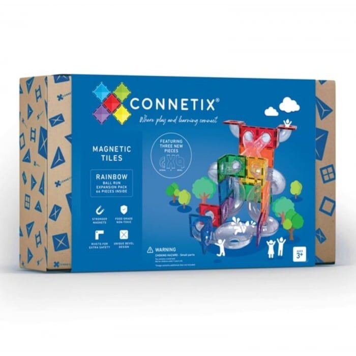 Set De Constructie Magnetic 66 Piese Cu Pista Pentru Mingi Ball Run Expansion Pack Magnetic Tiles 2.