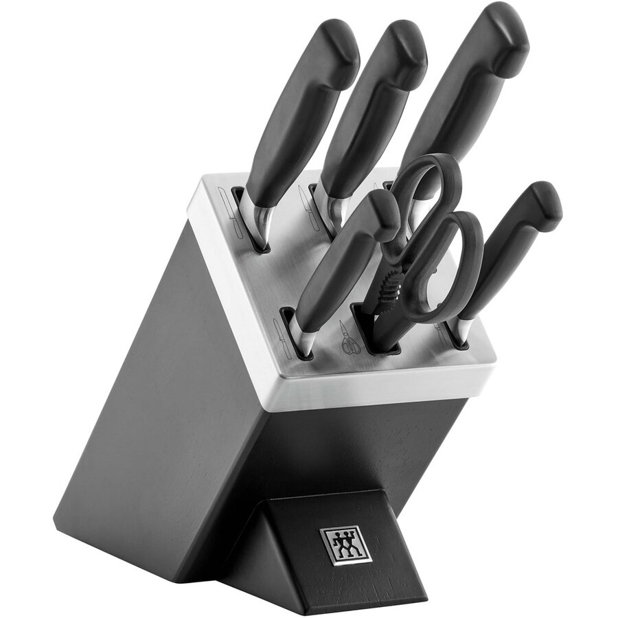 Set Tacamuri Cutite De Bucatarie 7 Bucati Bloc Tacamuri Otel Inoxidabil Negru