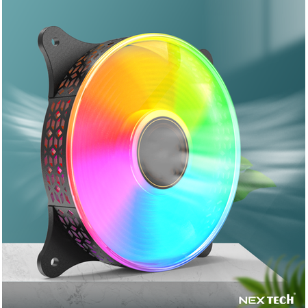Ventilator NEX TECH® PC RGB 120mm Silent conector 4-pin Molex, rulment hydraulic, 36CFM