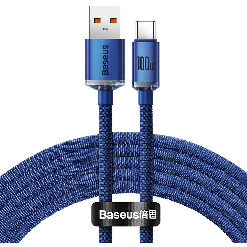 Cablu Date/Incarcare Crystal Shine USB La USB Type-C 100W 5A 1.2m Albastru