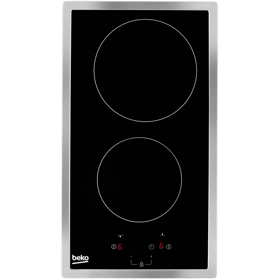 Plita Incorporabila 30cm Sticla-Ceramica 2 Zone Gatire Otel Inoxidabil Electric 9 Niveluri Putere Digital 3000W 220-240V 50Hz 3.9kg Negru