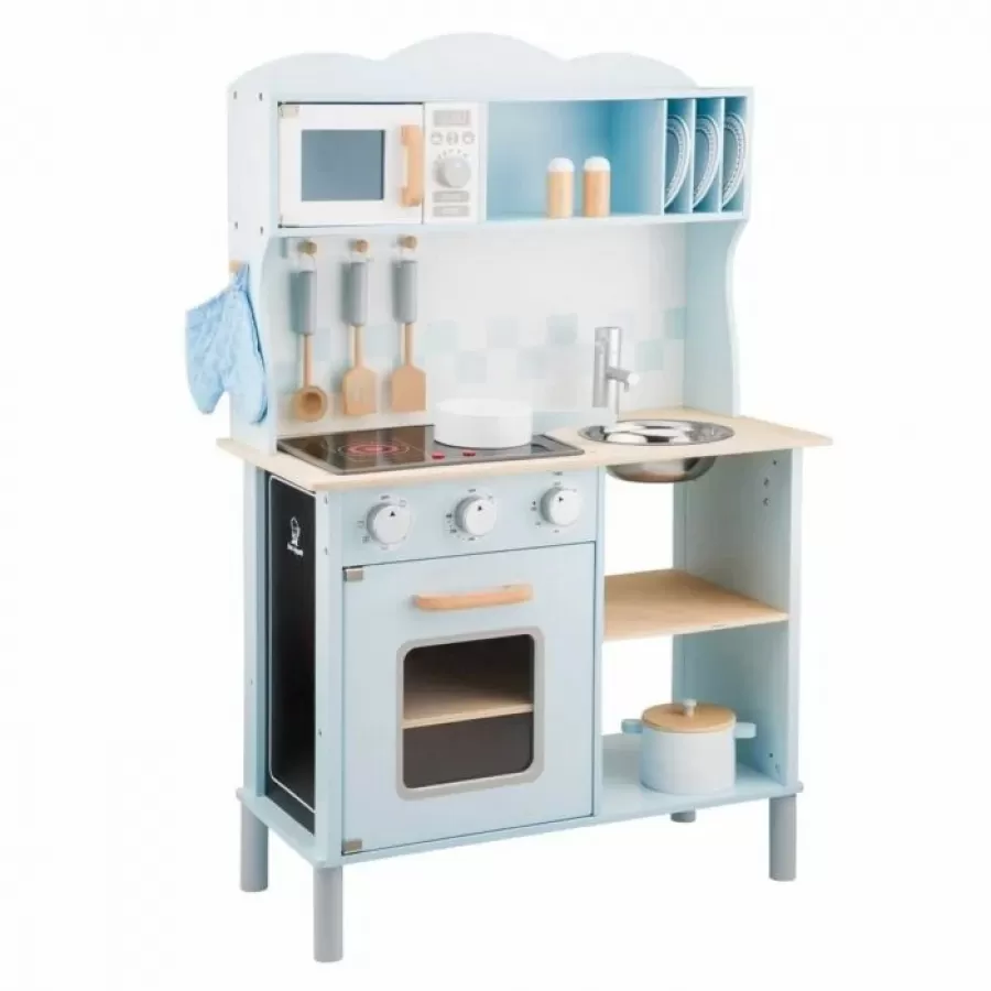 Jucărie New Classic Toys Bucătărie copii din lemn cu ustensile Bon appetit Modern Electric Cooking Albastru