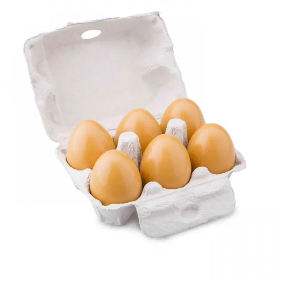 Jucărie New Classic Toys Carton cu 6 oua din lemn 4.6 x 4.6 x 6 cm Bon Appetit Portocaliu/Gri