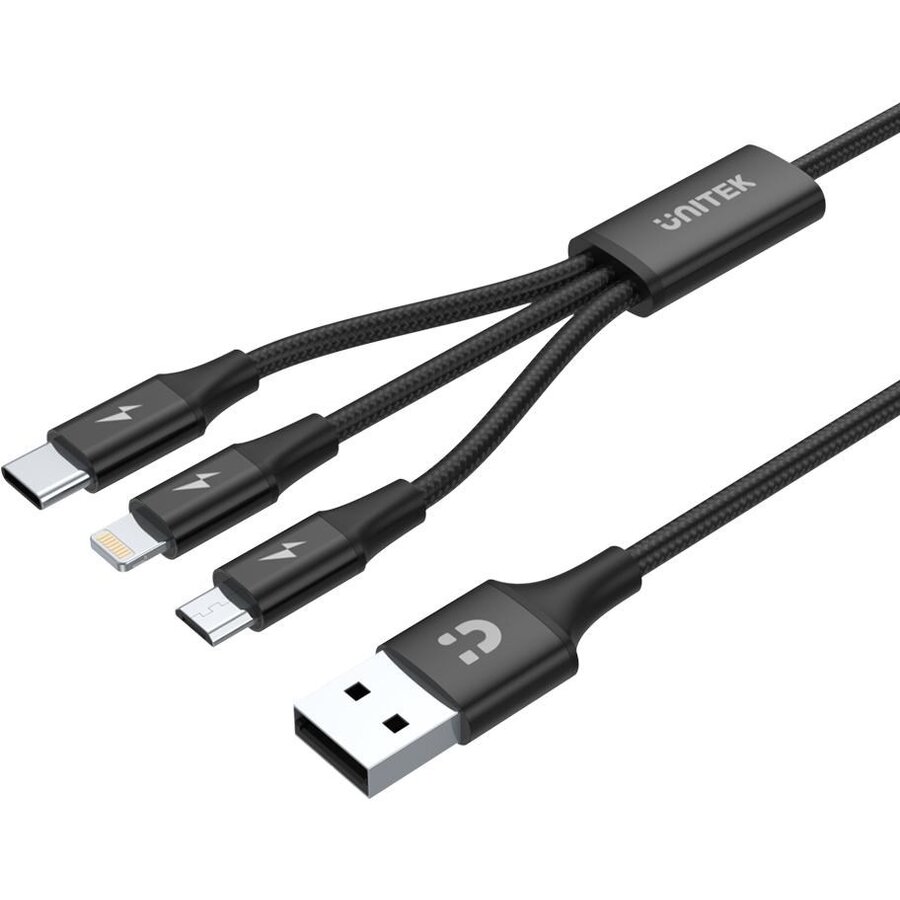 Cablu Date/Incarcare USB USB-C Micro USB-B Lightning 1.2m Negru