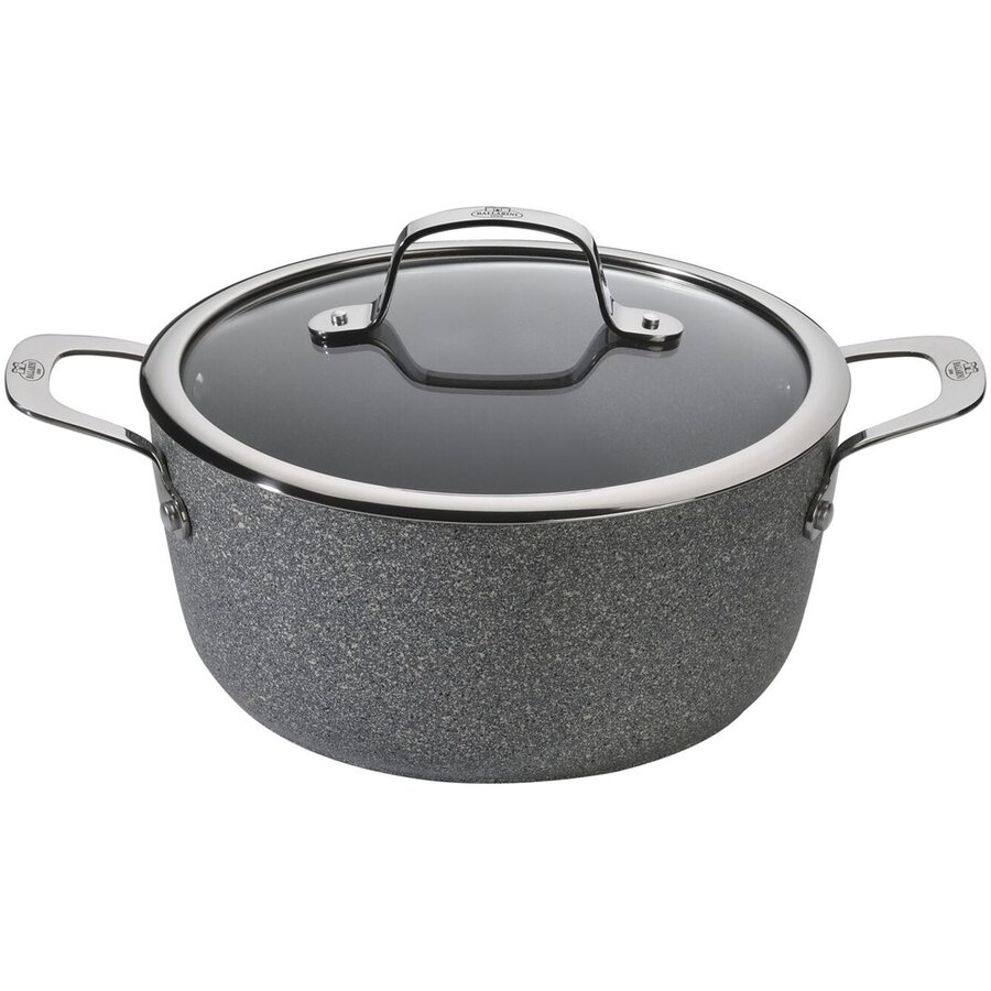 Oala Cu Capac Rotunda Aluminiu Titan Inox Capac Sticla 16cm Gri