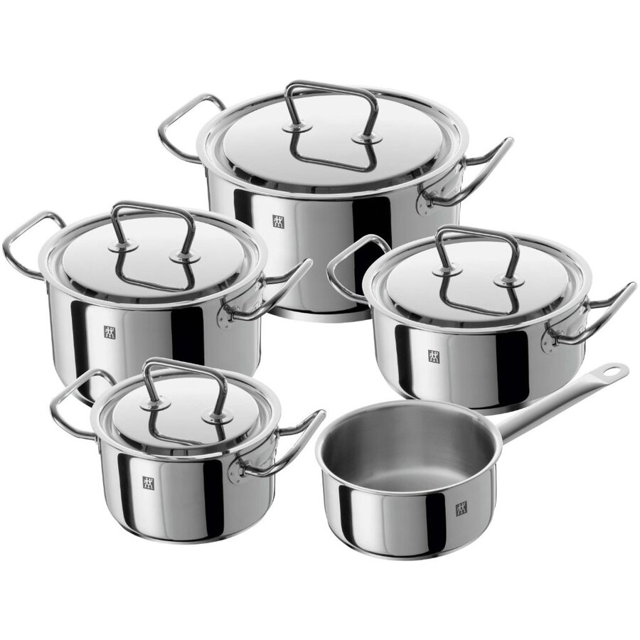 Set 5 Oale Inox + 4 Capace Argintiu