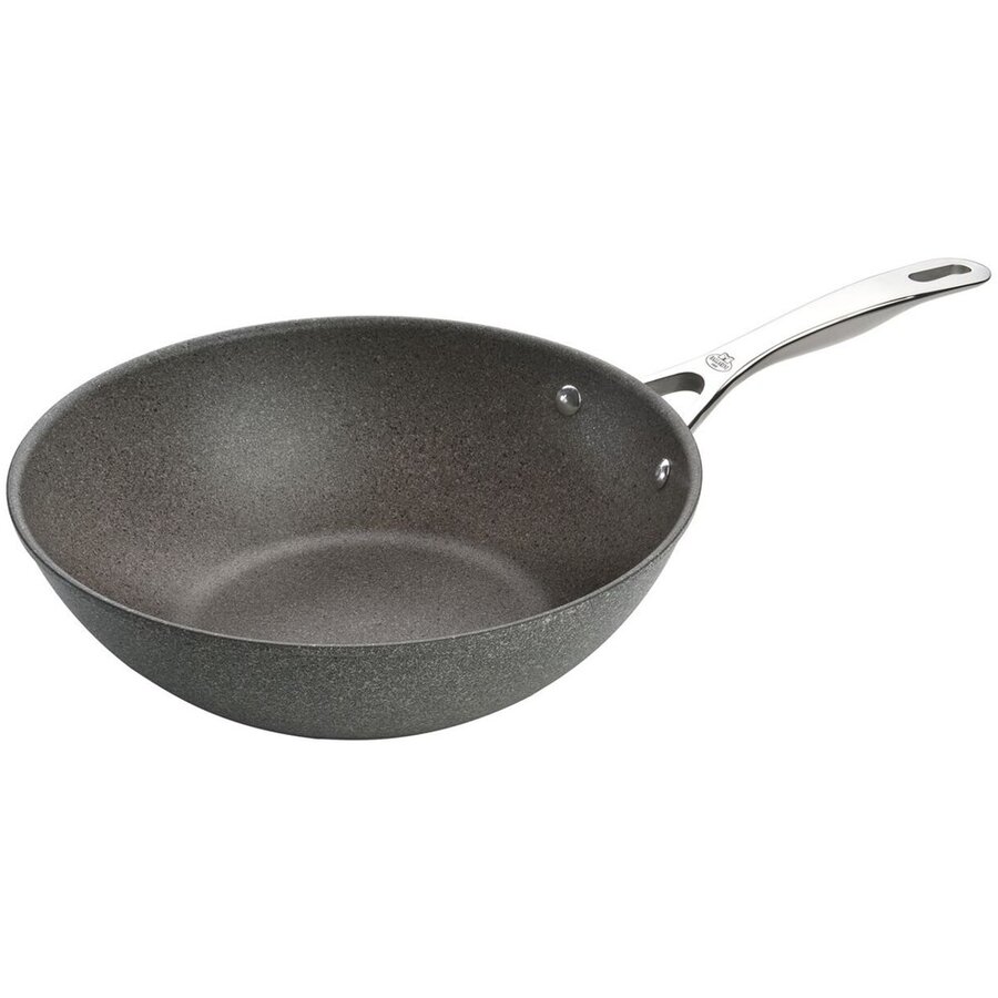 Tigaie WOK Rotunda Min -20 °C Max 230 °C Aluminiu Granit Inox 30cm Antracit