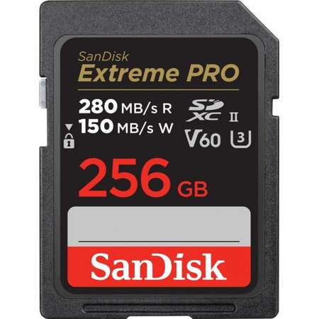 Card Sandisk SDXC 256GB Extreme Pro 280/150 MB/s V60 UHS-II