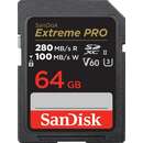 Card Sandisk SDXC 64GB Extreme Pro 280/100 MB/s V60 UHS-II