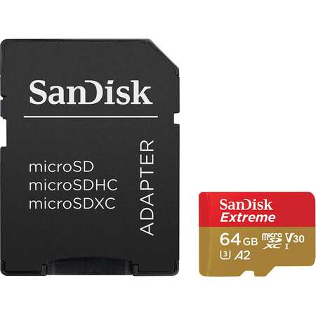 Card Sandisk Extreme 64GB MicroSDXC UHS-I Class 10 + adapter