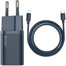 Super Si, USB-C, Power Delivery 20W, Cablu Lightning 1m inclus, Albastru