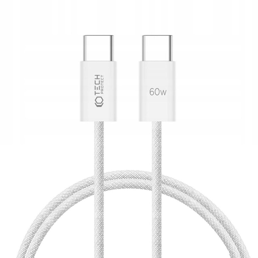 Cablu de date UltraBoost Classic, 2x USB Type-C, PD 60W, 3A, 1m, Alb
