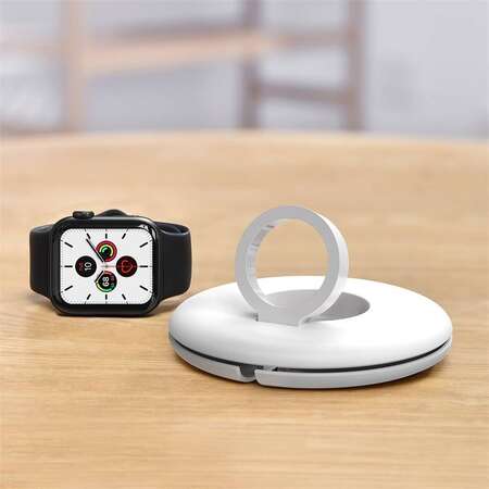 Suport Baseus Planet Cable Winder compatibil cu incarcatorul Apple Watch, Alb