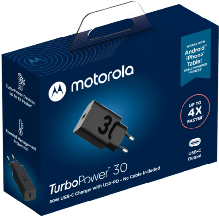 Incarcator Motorola TurboPower 30W USB-C w/ 1m  C-C Negru