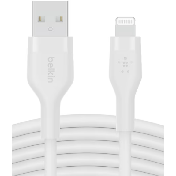 Cablu Incarcare BOOST CHARGE Flex Silicone USB-A Lightning White