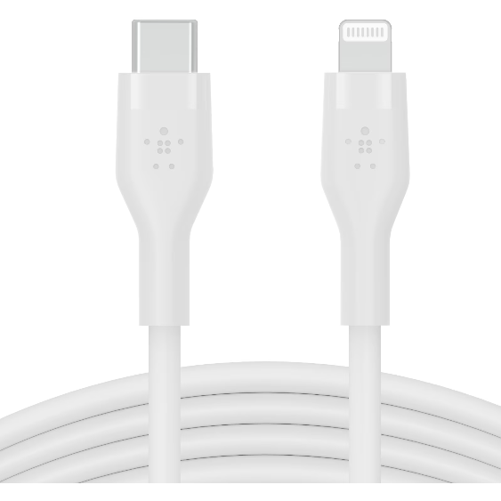 Cablu Incarcare BOOST CHARGE Flex Silicone USB-C Lightning  White