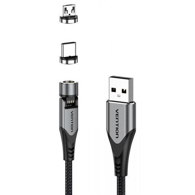 Cablu Date 2in1 USB - USB-C/microUSB 1.5m Negru