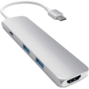 Aluminiu SLIM Type-C MultiPort Adapter HDMI 4K PassThroughCharging 2x USB 3.0 Argintiu