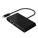 USB-C Multimedia + Charge AdapterGBE HDMI VGA USB-A Black 100W PD Negru