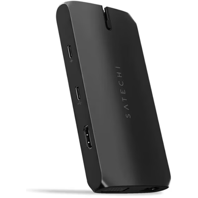 Adaptor USB-C Multiport  HDMI VGA USB-C PD Gigabit Ethernet USB-A USB-C  Micro/SD Negru