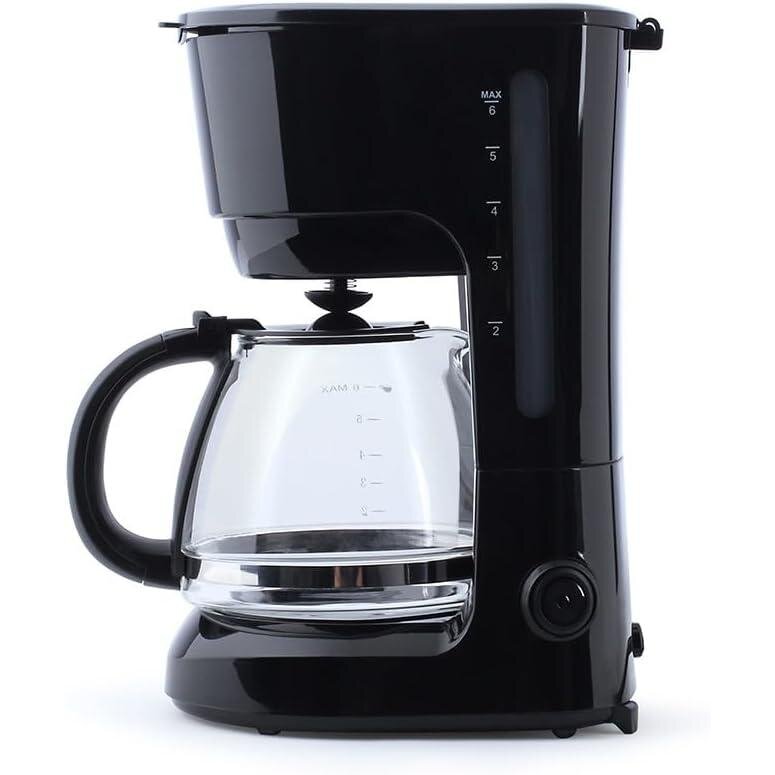 Cafetiera 600W 6 Cesti Panou Mecanic Recipient Sticla Negru