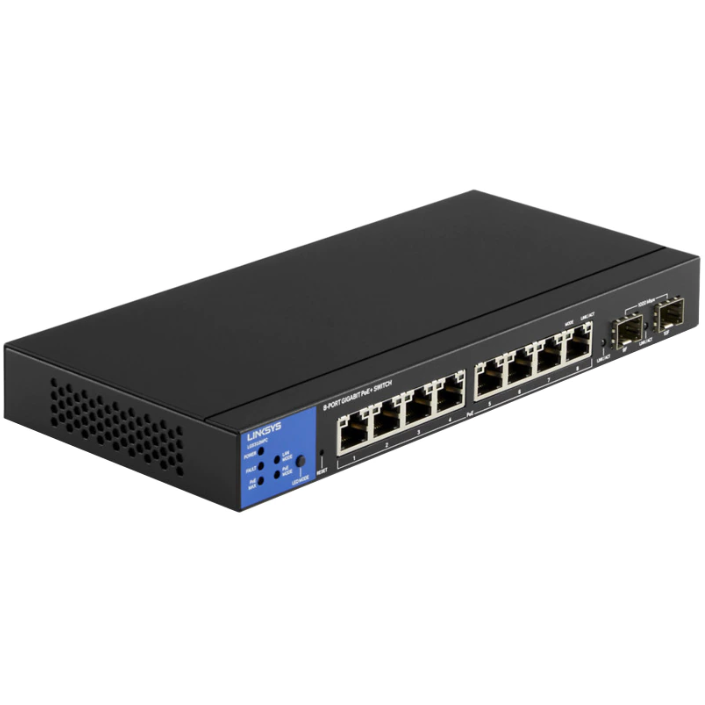 Switch 8-Port Managed PoE Gigabit  2 SFP Ports Negru