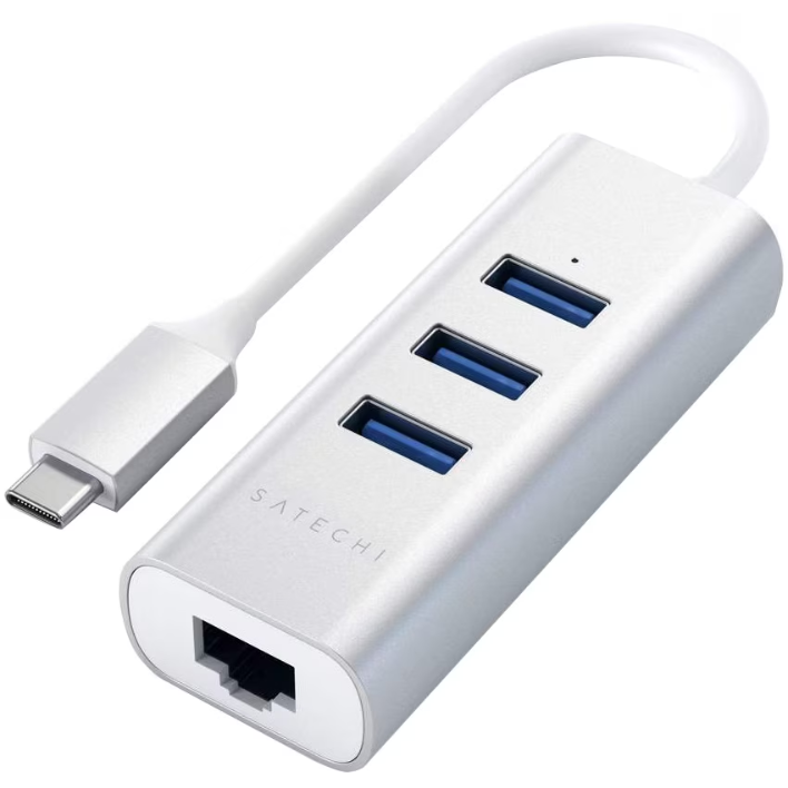 Hub Type-C  Aluminium 3x USB 3.0 Ethernet Argintiu