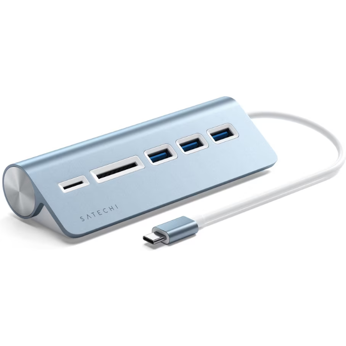 Hub Aluminiu  3x USB 3.0 MicroSD  Albastru