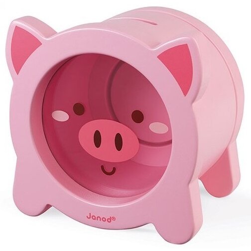 Jucarie Wooden Piggy Bank Roz