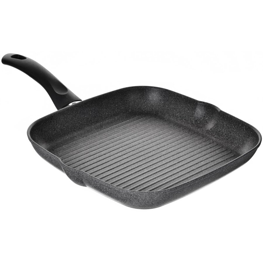 Tigaie Grill Patrata Nu Contine Nichel PFOA Acoperire Interioara Granit 28cm Grafit