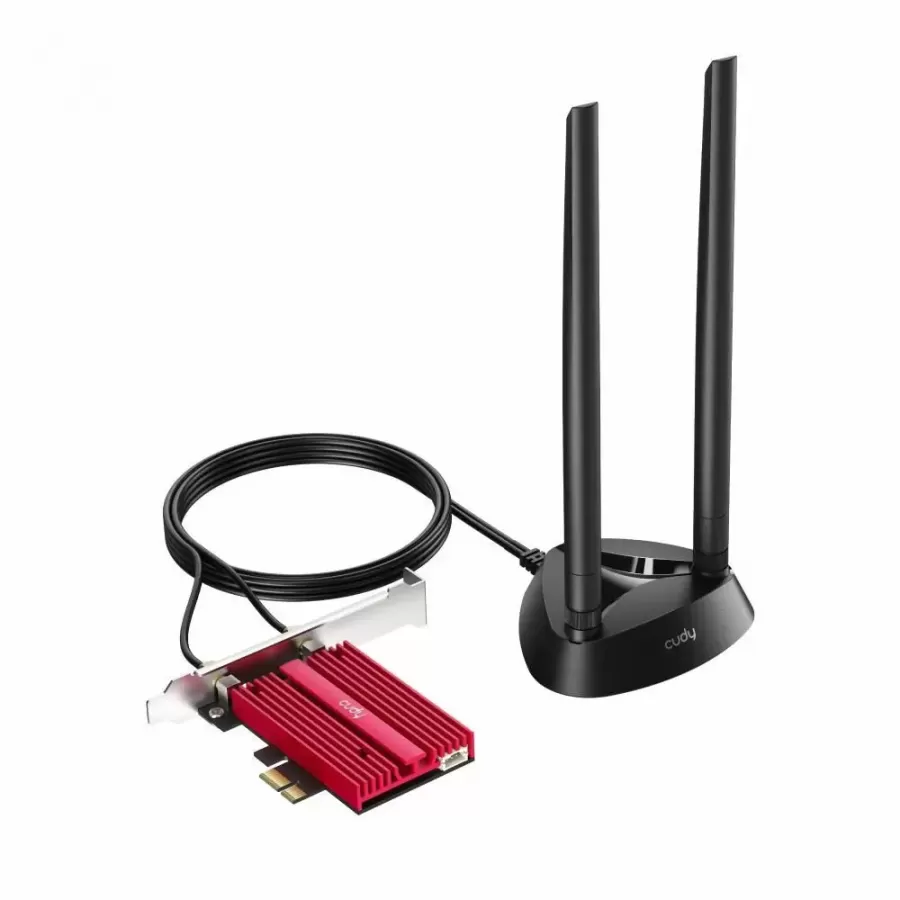 Placa Rețea Cudy PCI Express Wireless AX3000 Wi-Fi 6 Bluetooth 5.0 WE4000 Roșu