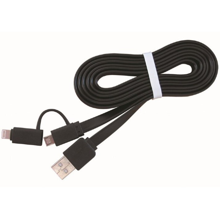 Cablu Date/Incarcare USB  Lightning Micro USB 1m Negru