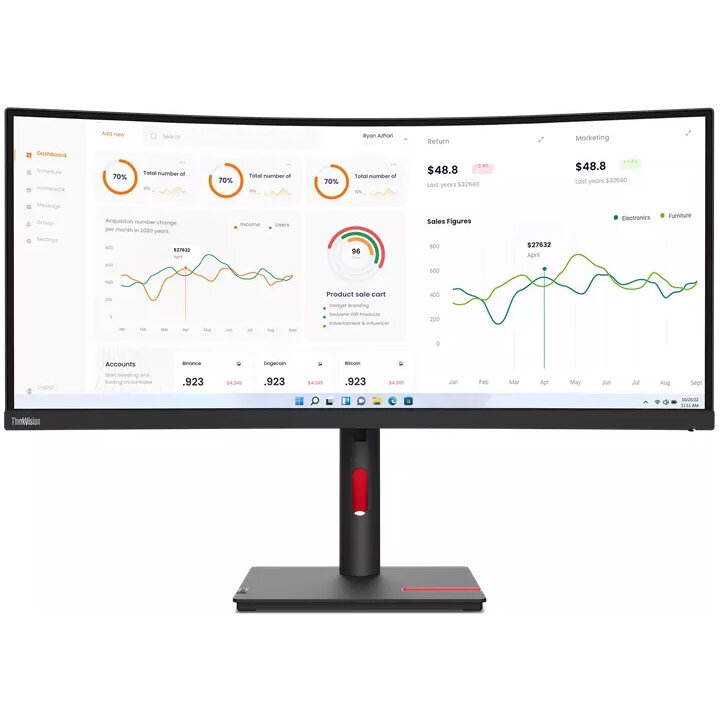 Monitor LED Curbat ThinkVision T34w-30 34 inch QHD VA 4ms 60Hz Black