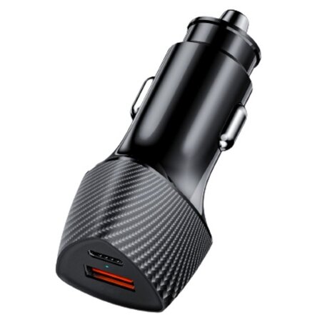 Incarcator Auto Super Fast Charge LEMIAFSUCTCN 48W 2 porturi PD Type-C 30W + USB-A QC 3.0 Negru