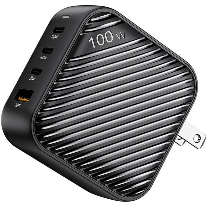 Incarcator GanHub, 3x USB-C, 1x USB, Power Delivery 100W, Adaptoare EU/UK/AU/US incluse, Negru