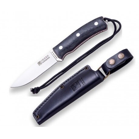 Cutit Bushcrafter Teaca Piele Lama Otel Inox 10.5cm Maner Micarta Albastru