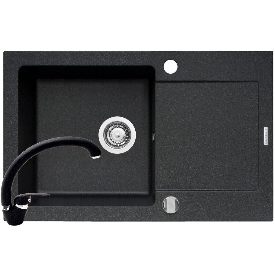 Set Chiuveta Granit + Baterie Ossia MIDO 79x50cm 1B1D Black