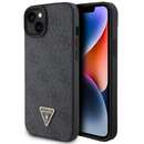 PU 4G Strass Triangle Metal Logo pentru iPhone 15 Plus Negru