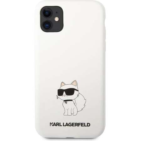 Husa Karl Lagerfeld Liquid Silicone Choupette pentru iPhone 11 Alb