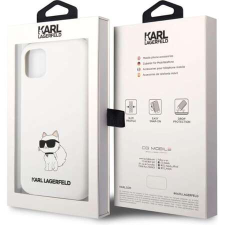 Husa Karl Lagerfeld Liquid Silicone Choupette pentru iPhone 11 Alb
