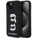 Liquid Silicone Karl & Choupette Heads pentru iPhone 15 Plus Negru