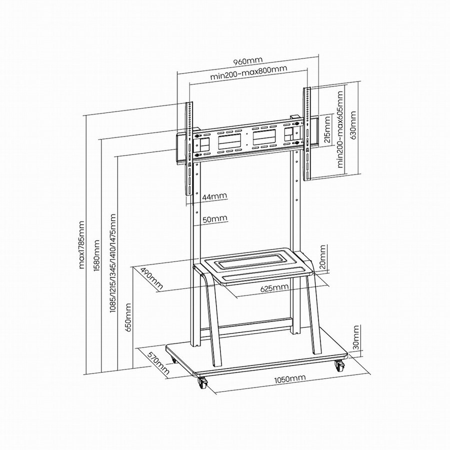 Suport TV Gembird TVS-100F-01 37 - 100inch Max 150kg — imaginea 2