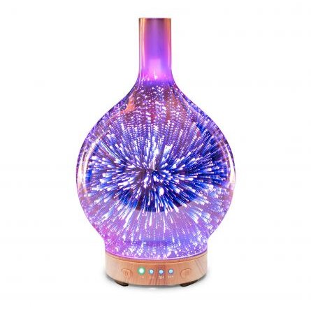 Difuzor Ulei Esential Aromaterapie Umidificator Aer Rezervor 120ml Lumina Veghe 7 Culori Interschimb