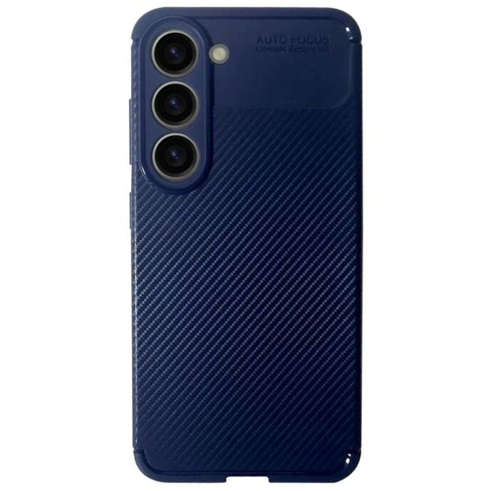 Husa Devia Carbon Fiber Texture Shockproof pentru Samsung Galaxy S23 Plus Albastru