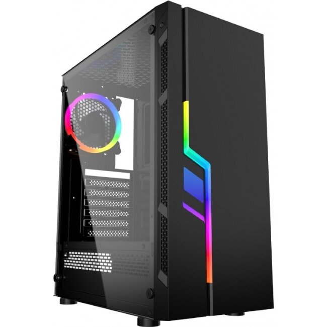 Carcasa Fornax 2000 RGB Middle Tower  ATX  micro-ATX Tempered Glass Negru