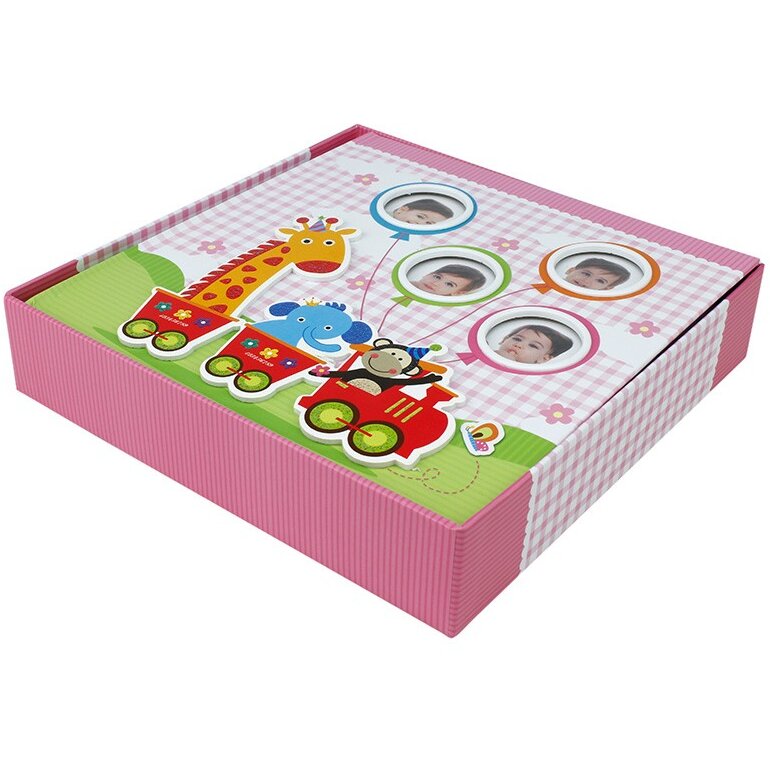 Album Foto Procart baby train personalizabil 50 file tip carte 200 poze format 10x15 culoare roz