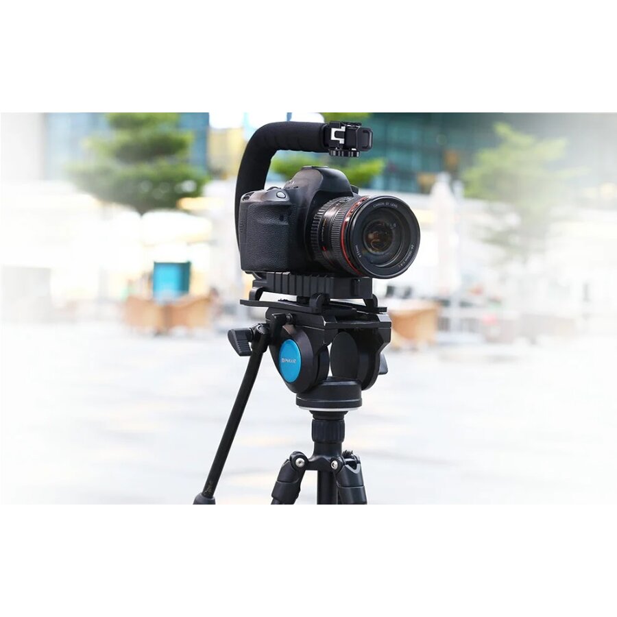 Accesoriu Camera Video Acțiune PULUZ PU3005 compatibil cu camere video DSLR și altele, cu stabilizator și filet 1/4 inch, Negru — imaginea 2